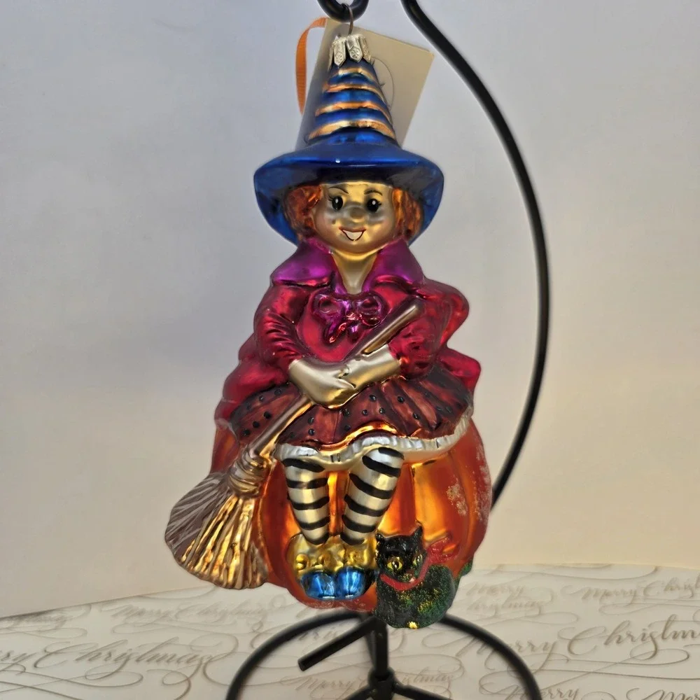 Christopher Radko Sit A Spell Witch Pumpkin Cat Halloween Ornament 1999 99-081-0